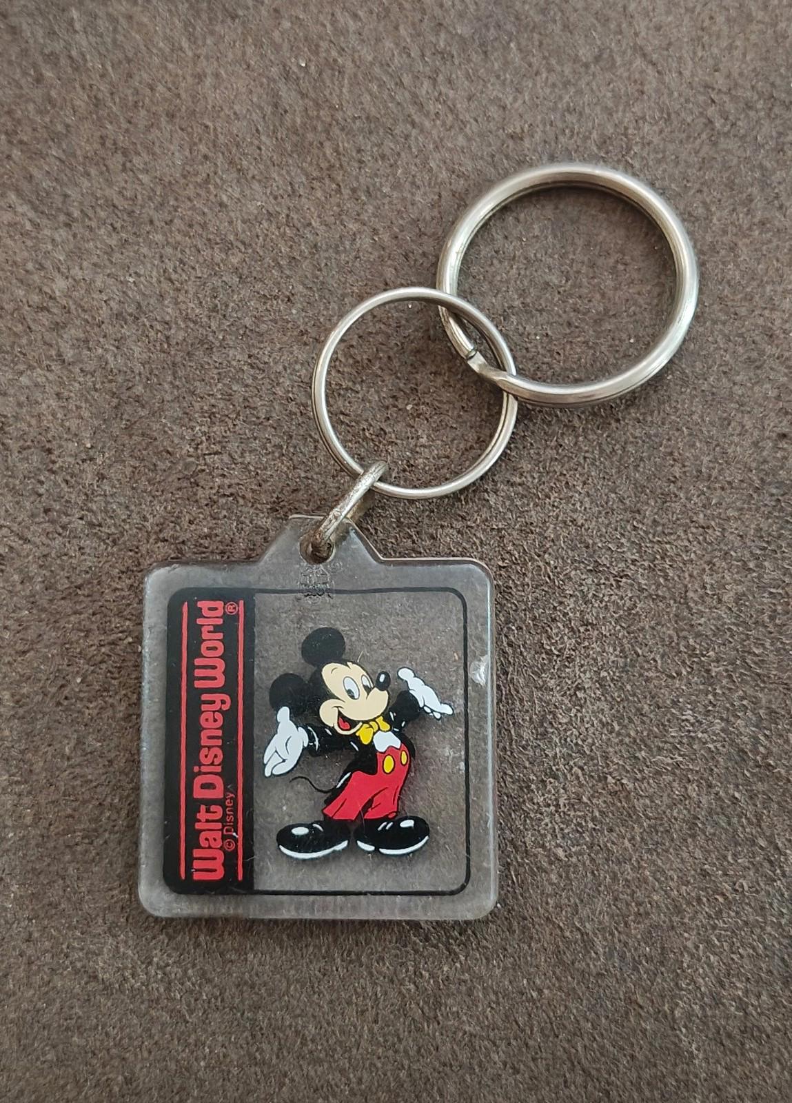 1990's Walt Disney World Mickey Mouse Square Plastic Keychain