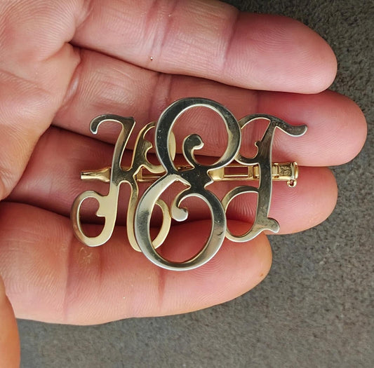 1950s Vintage Monogram Initial KEG Gold Tone Brooch Pin.