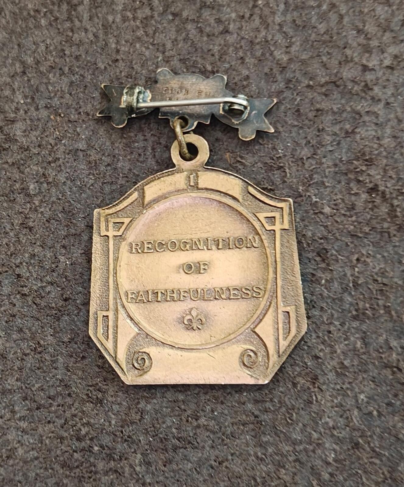 1900s Rare Recognition of Faithfulness" Award Medal Pin