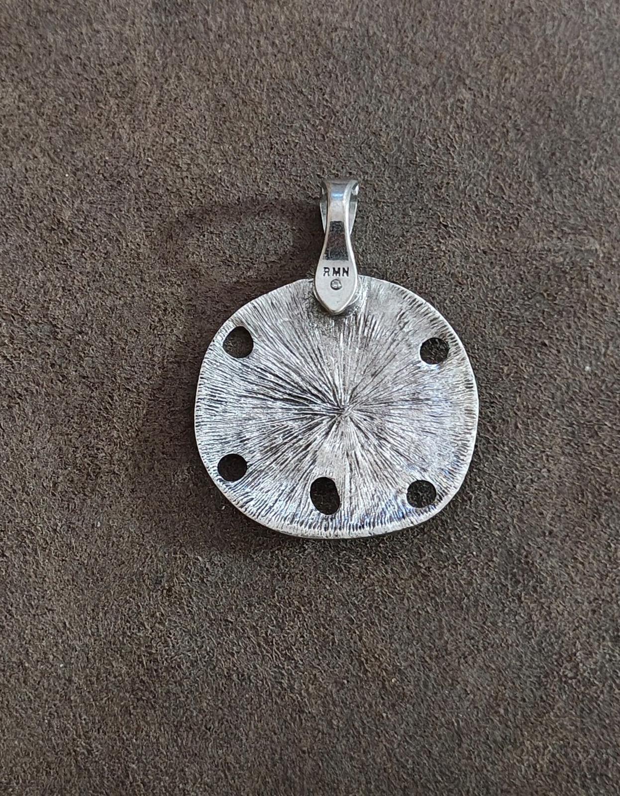 1970's Marked RMN Roman Sand Dollar Two Tone Large Pendant