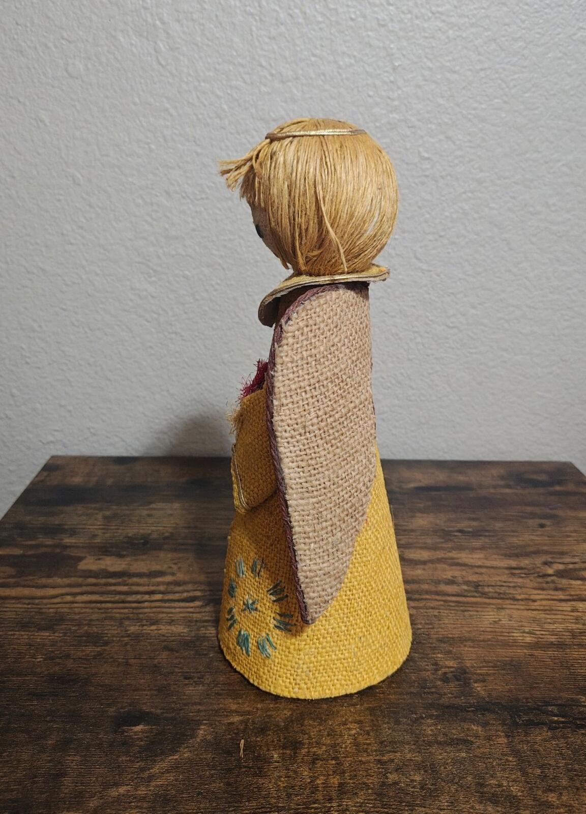 1960s/70s Handcrafted Burlap & Jute Angel Figurine/Tree Topper