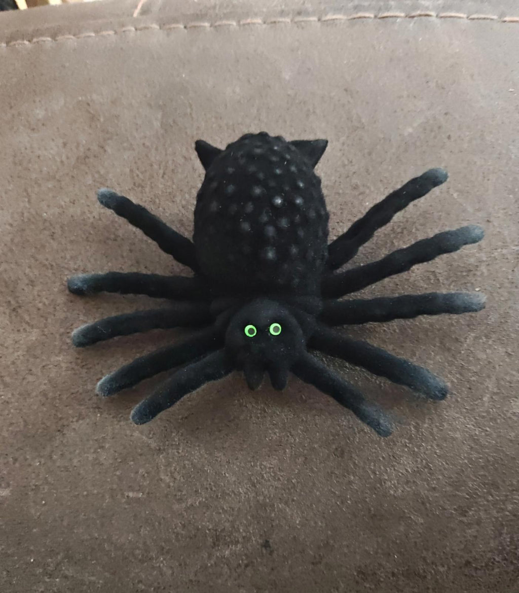 1960s Flocked Spooky Black Halloween Spider