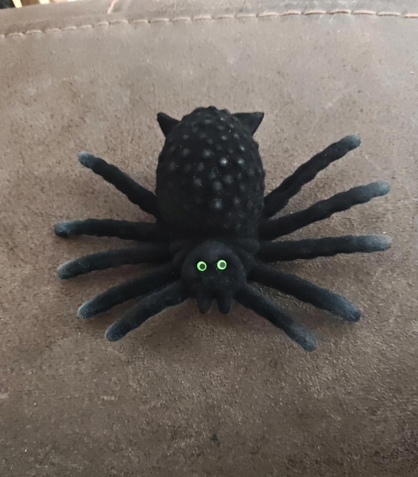 1960s Flocked Spooky Black Halloween Spider