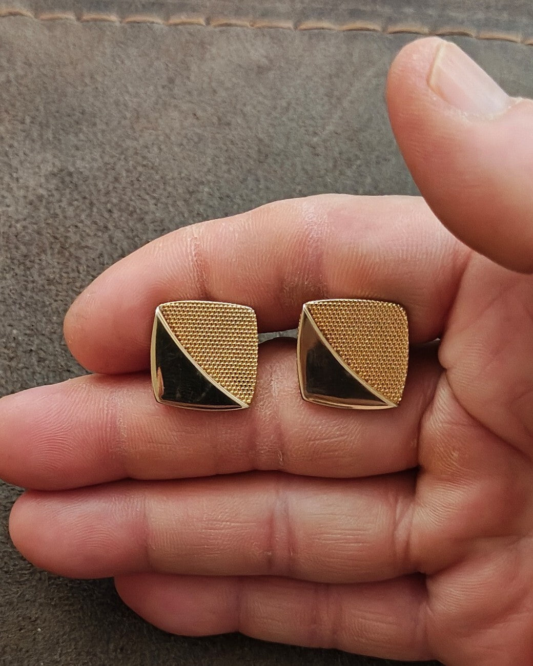 1950s/60s Swank Gold Tone Square Geometric Cufflinks