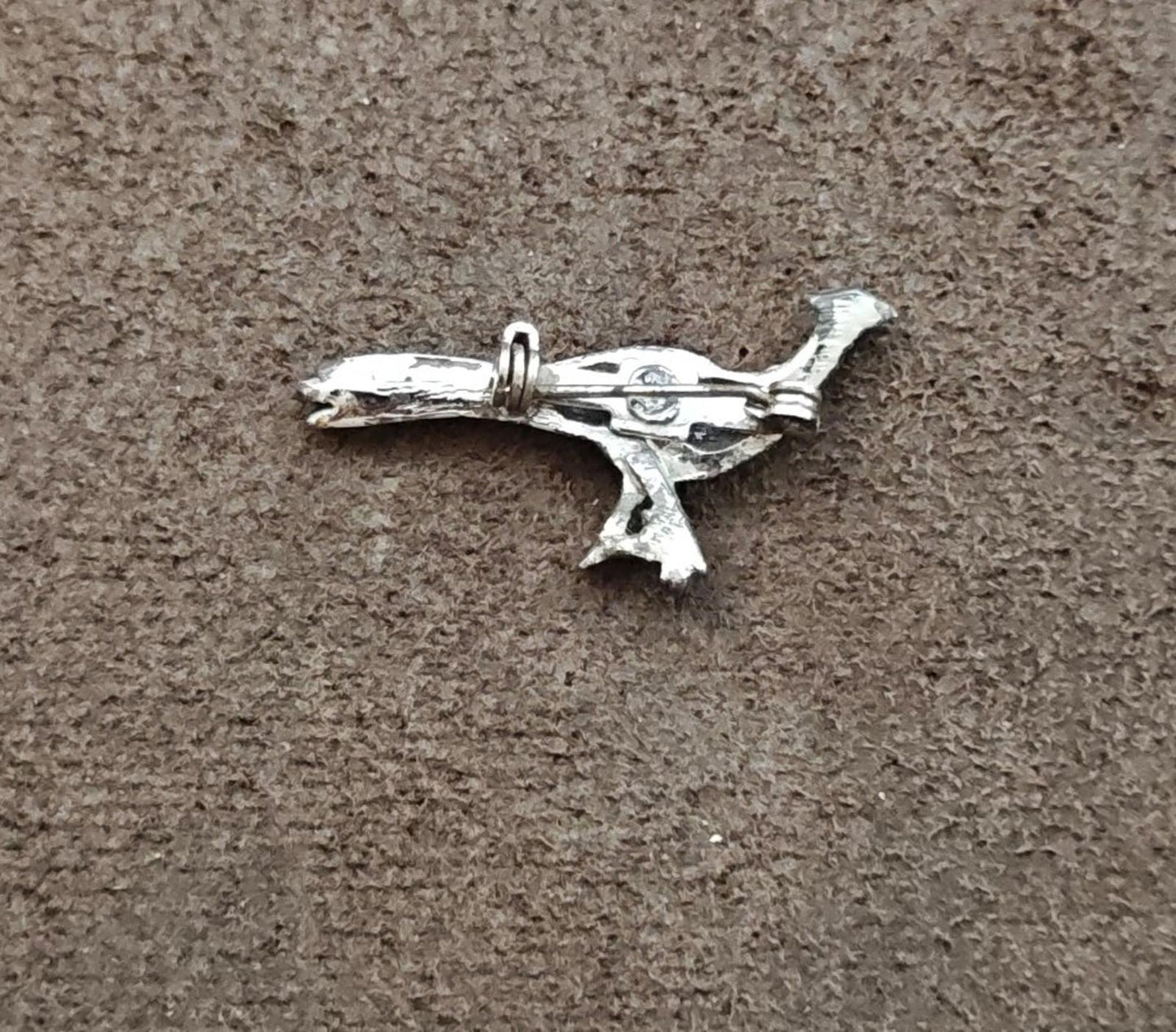 1960s Silver Tone Road Runner Enamel Brooch