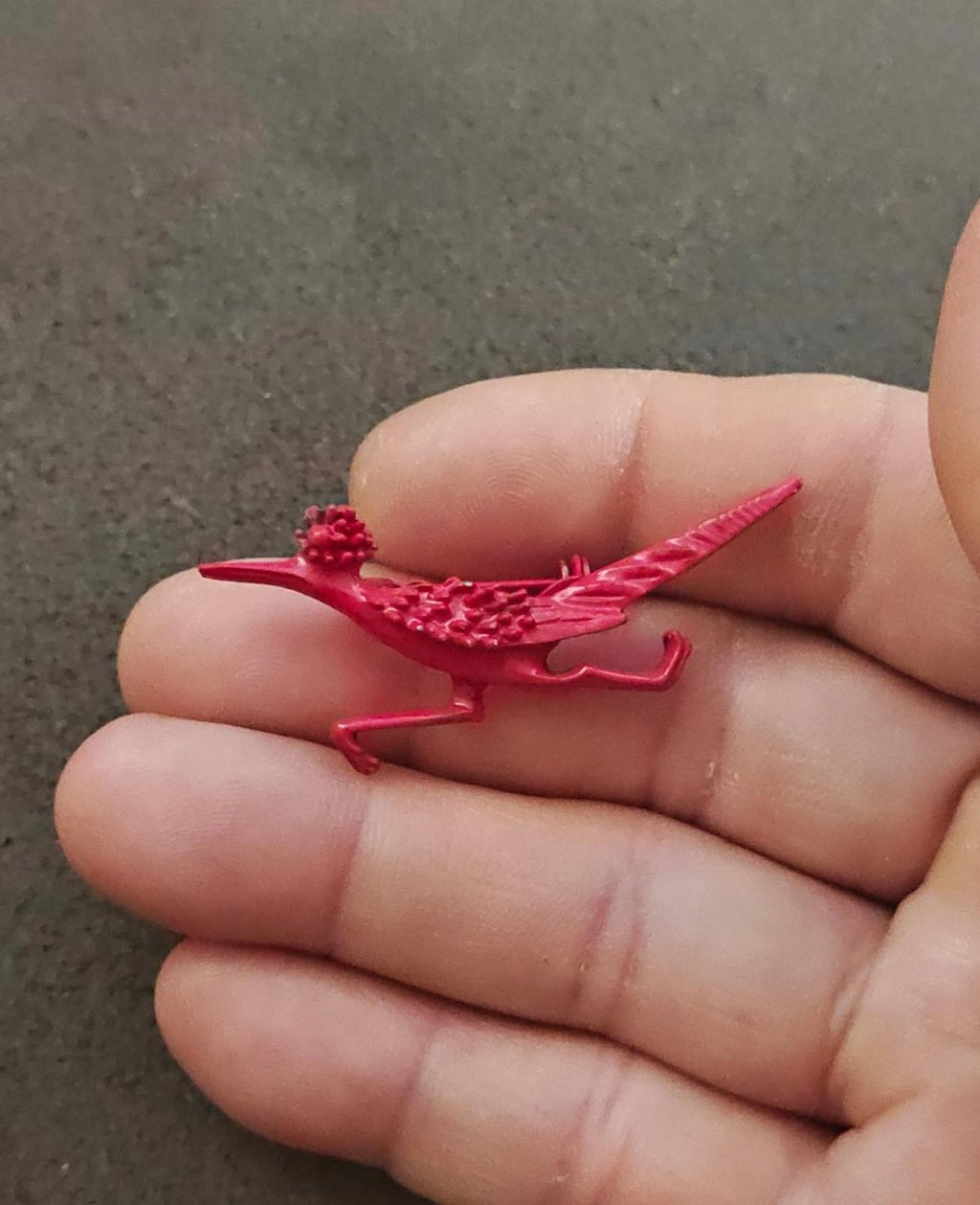 1980s Metal Red Enamel Roadrunner Brooch