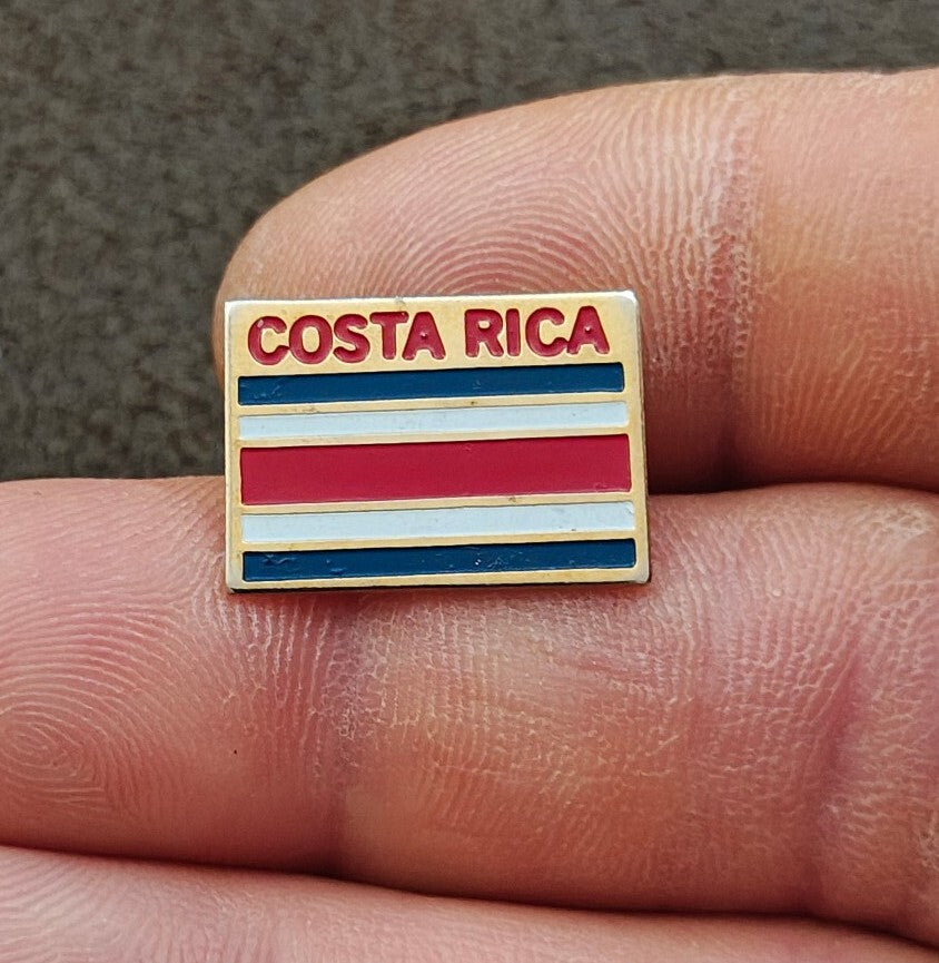 1980s Costa Rica Flag Gold Tone Enamel Travel Souvenir Pin