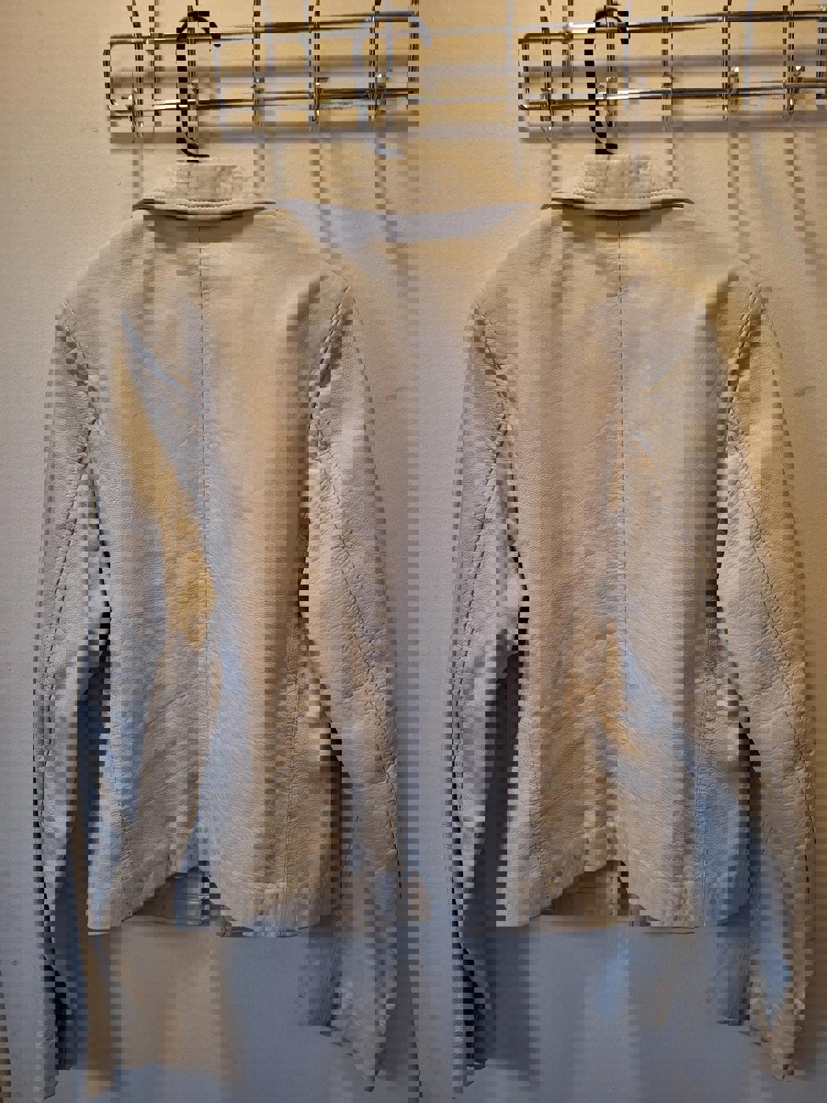 Peruzzi Cream Colored Leather Jacket Made in Florence, Italy