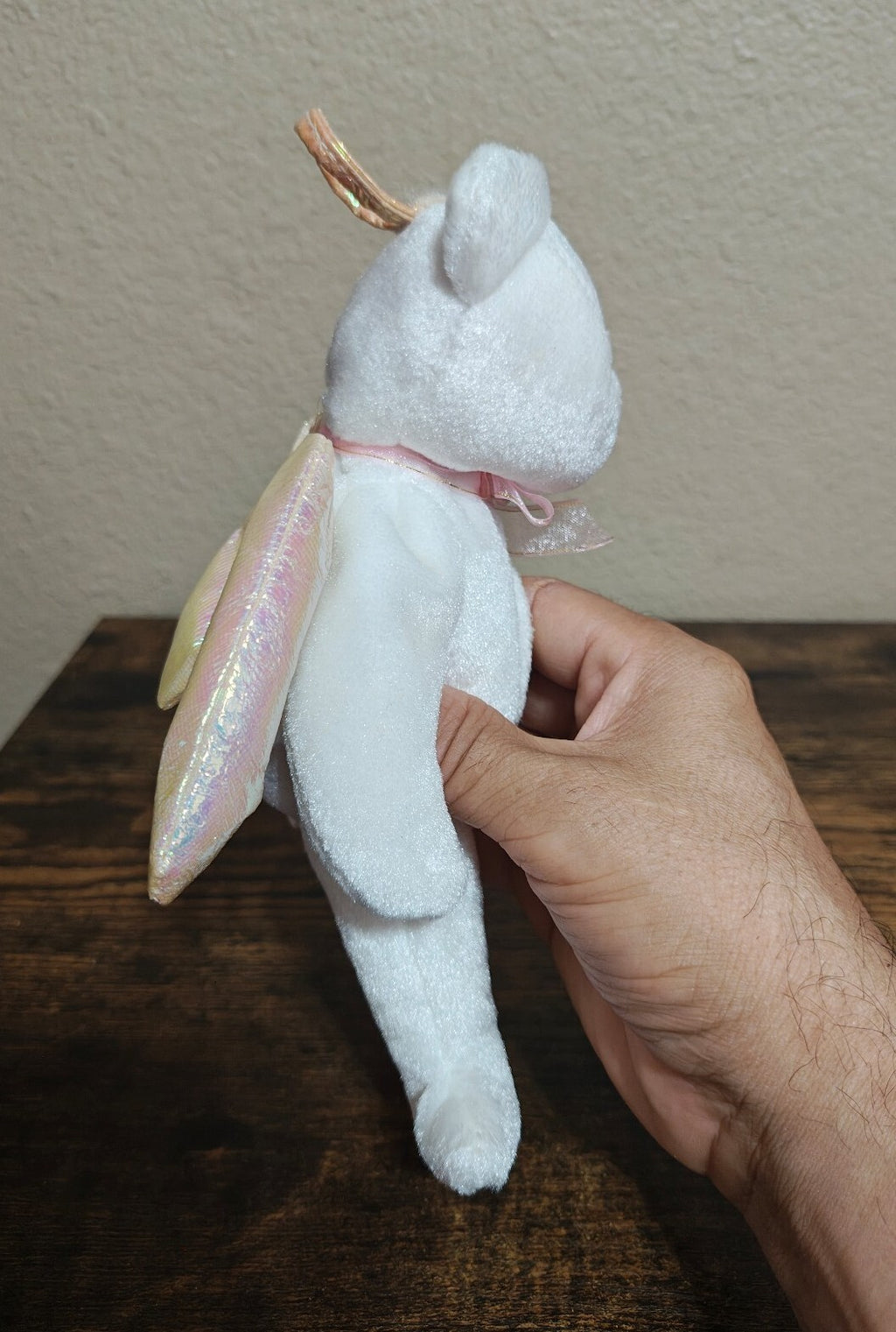 1998 Rare Retired Ty Halo the Angel Bear Beanie Baby Plush