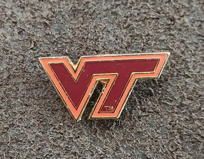 1980s Virginia Tech Hokies NCAA VT Athletic Logo Gold Tone Enamel Pin