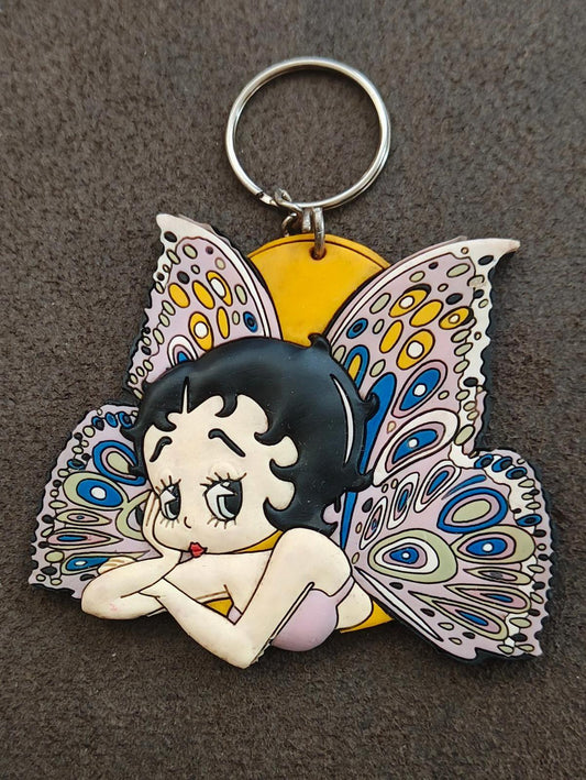 1997 Betty Boop With Butterfly Wings Rubber Keychain