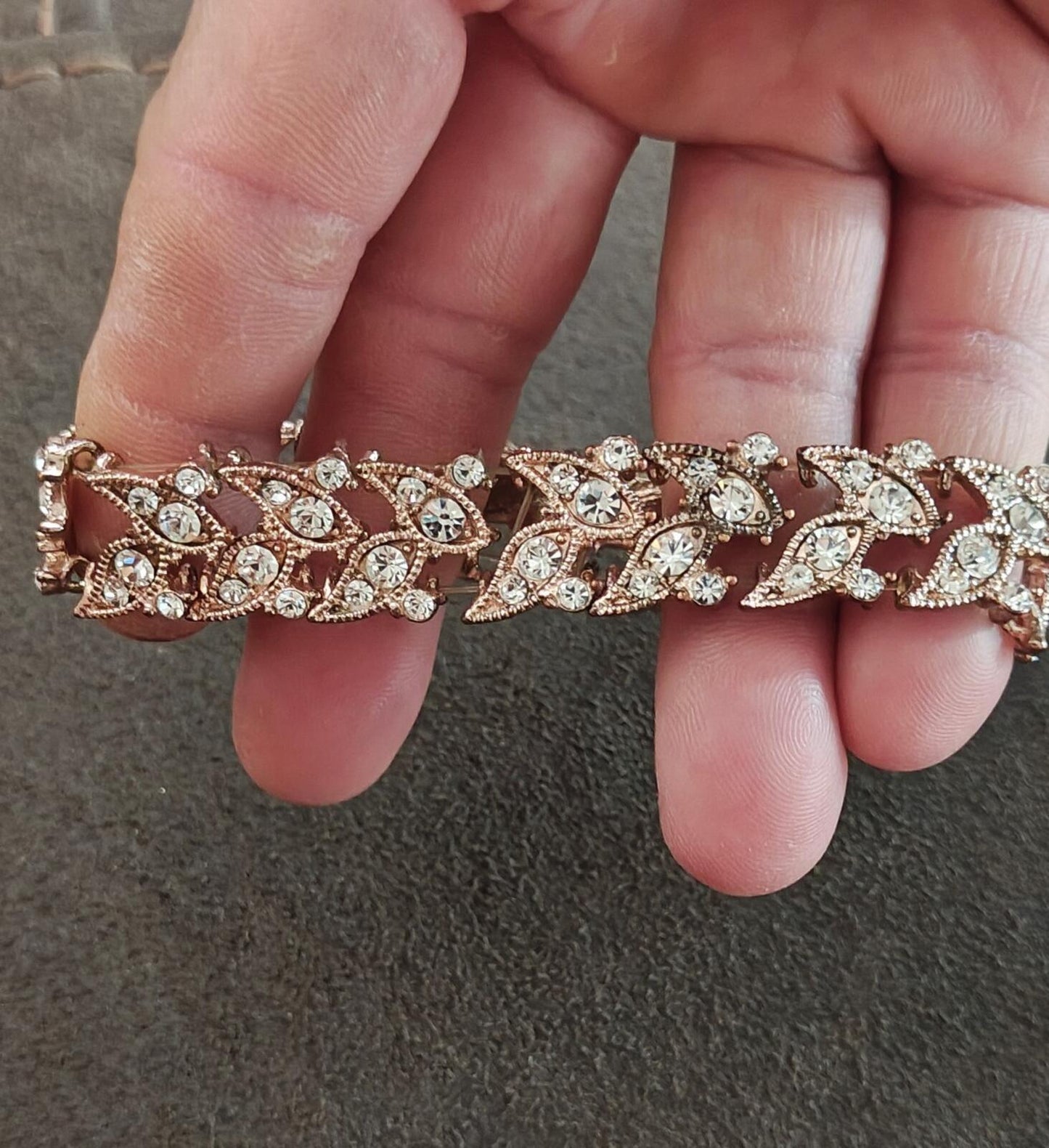 1980s/90s Set Of Crystal Paved Statement Bracelet & Pair Of Matching Earrings