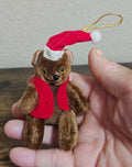1970s/80s Fuzzy/Flocked Miniature Teddy Bear Christmas Ornament