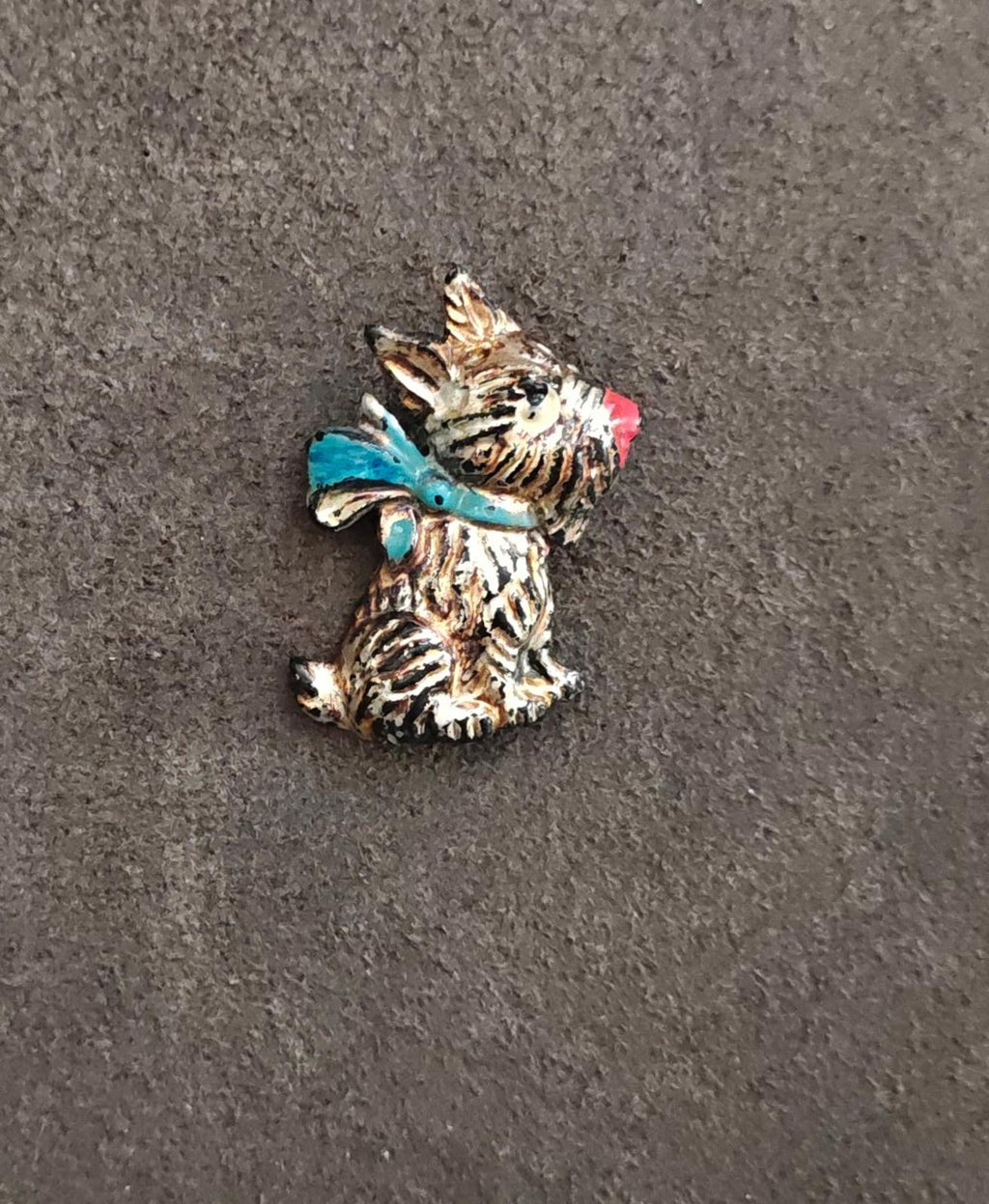 1930s/40s Gold Tone Celluloid Scottie Dog Brooch