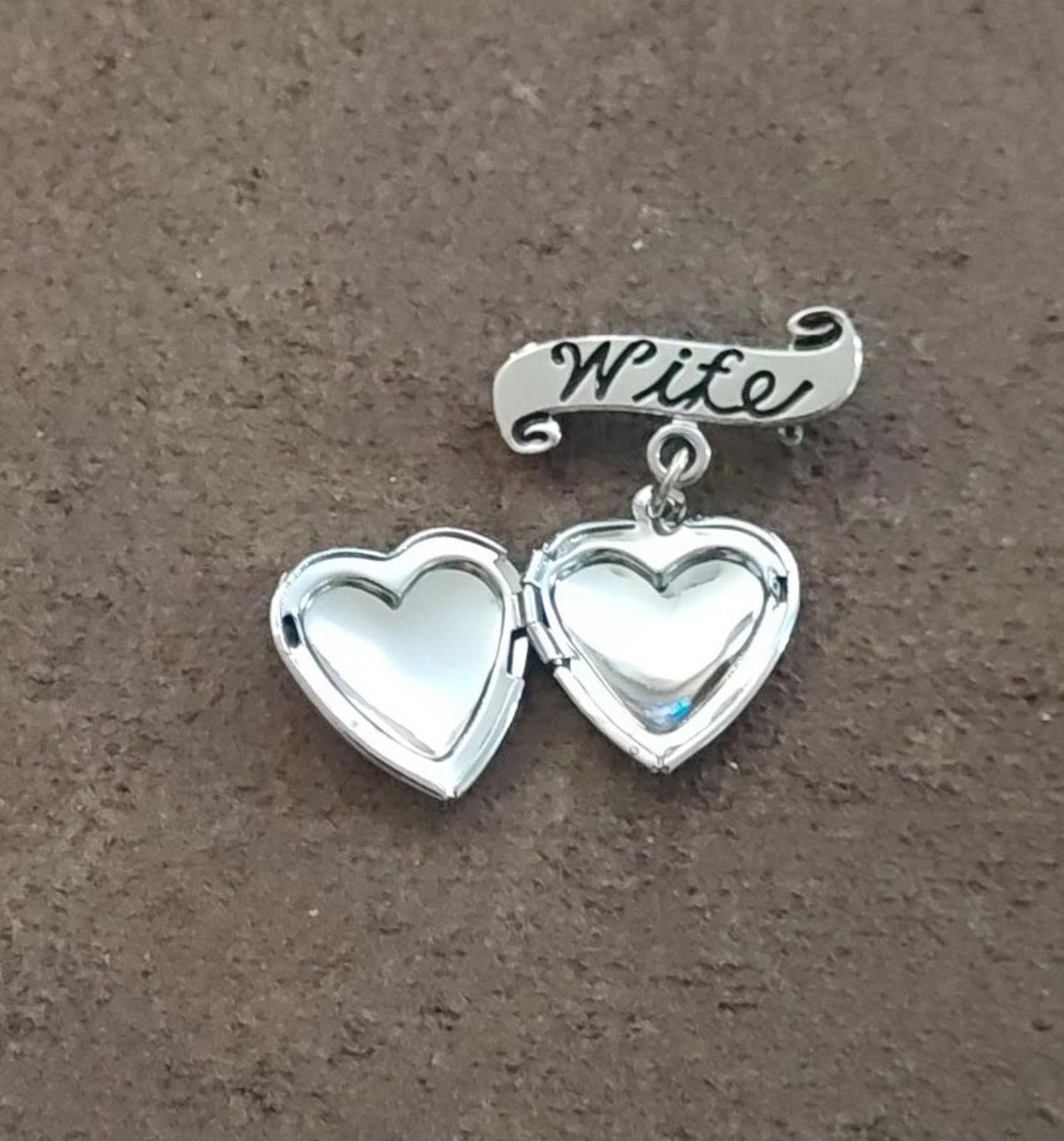 U.S. Air Force Wife Silver Tone With Blue & White Enamel Dangle Brooch Locket