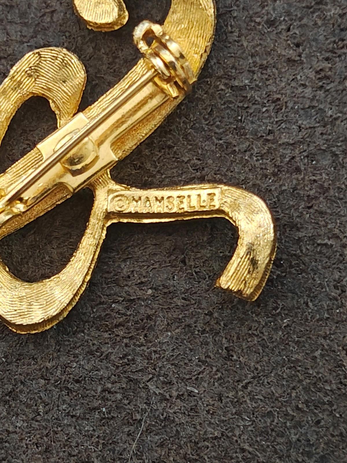 1960/70s Mamselle Vintage Gold Tone Monogram Initial R Brooch Pin