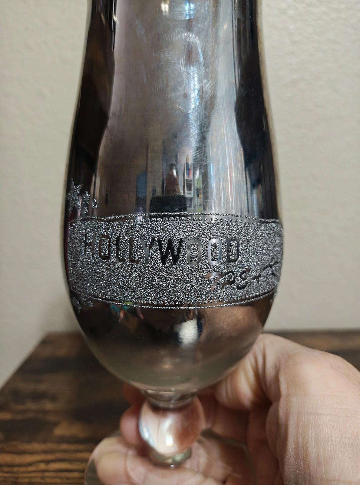 1990's Mirrored MGM Grand Hollywood Las Vegas Goblet/Hurricane Glass