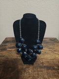 NYC Brand Silver Tone Black Geometric Silver Tone Statement Necklace.
