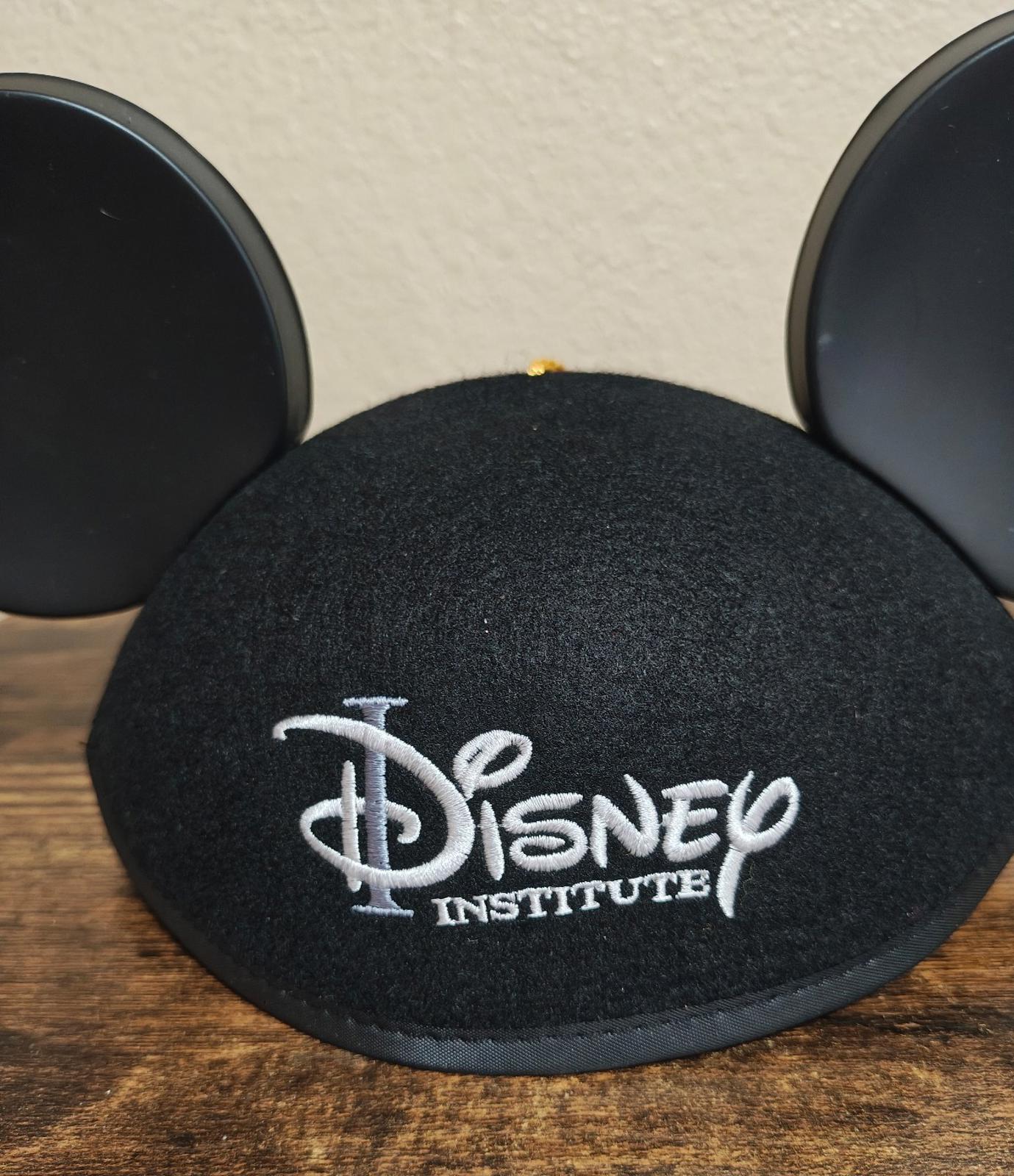 Cool Vintage 1990s Disney Institute Black & White Mickey Mouse Ear Hat.