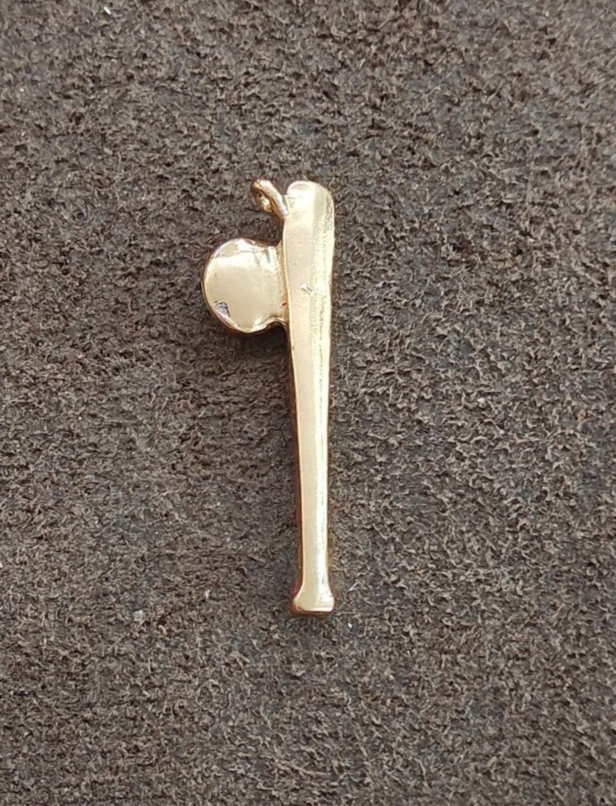 1980s Gold Tone With Red Enamel Baseball Bat & Ball Charm