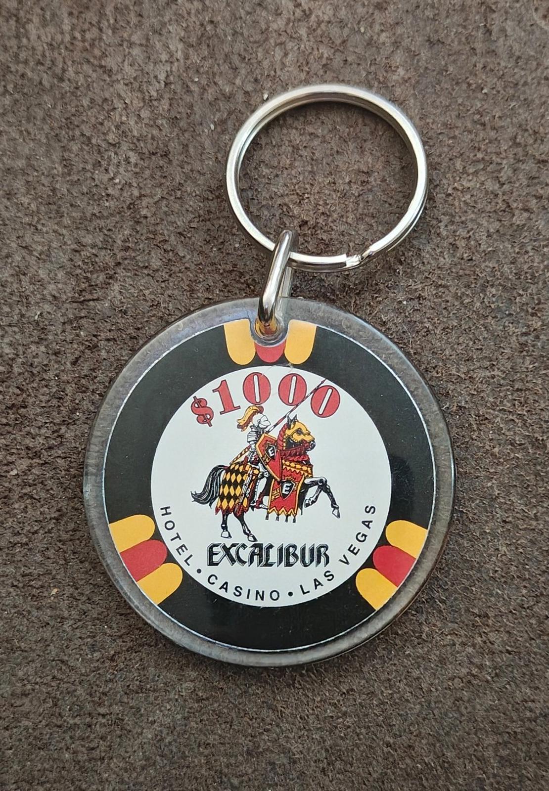 1990s Vintage Excalibur Hotel & Casino Las Vegas $1000 Chip Plastic Keychain