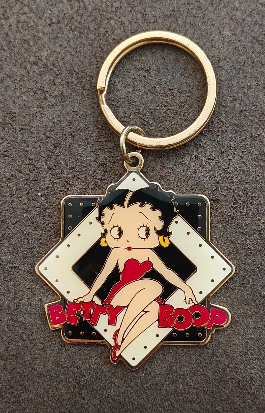 1990s Vintage Betty Boop Gold Tone Enamel Keychain