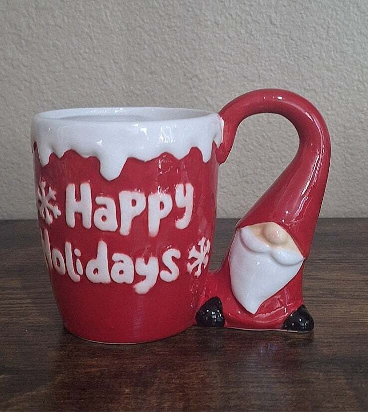 Happy Holidays Gnome 16 oz Ceramic Red Mug