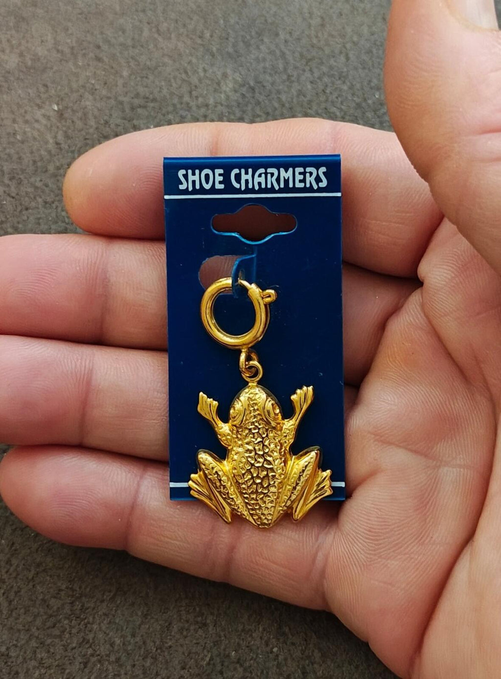 1990s Brass Textured Frog Shoe Charm/Charm