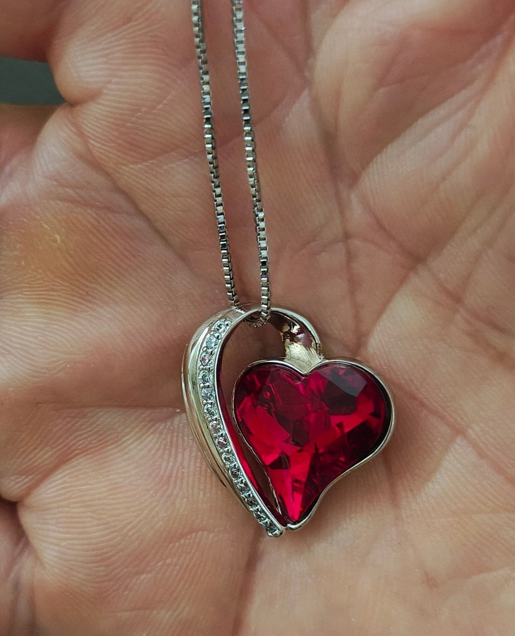 Infinity Love January Birthstone Heart Crystal Silver Tone Pendant Necklace - Trinketmania-LV