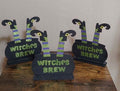 Set Of 3 Wooden Witches Brew Table Decor Figures - Trinketmania