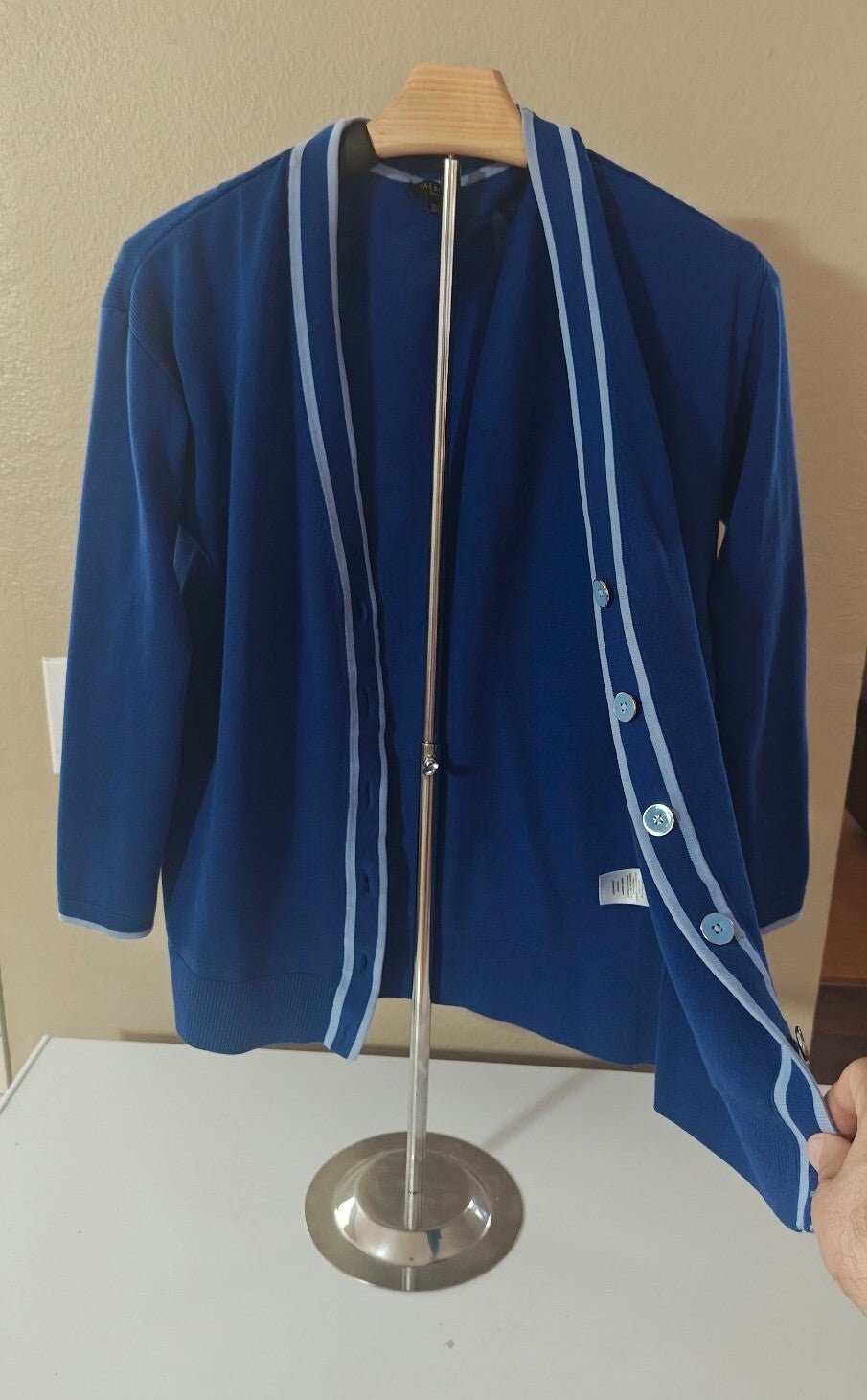 Talbots Blue V-Neck Button Up Cardigan Sweater - Trinketmania-LV