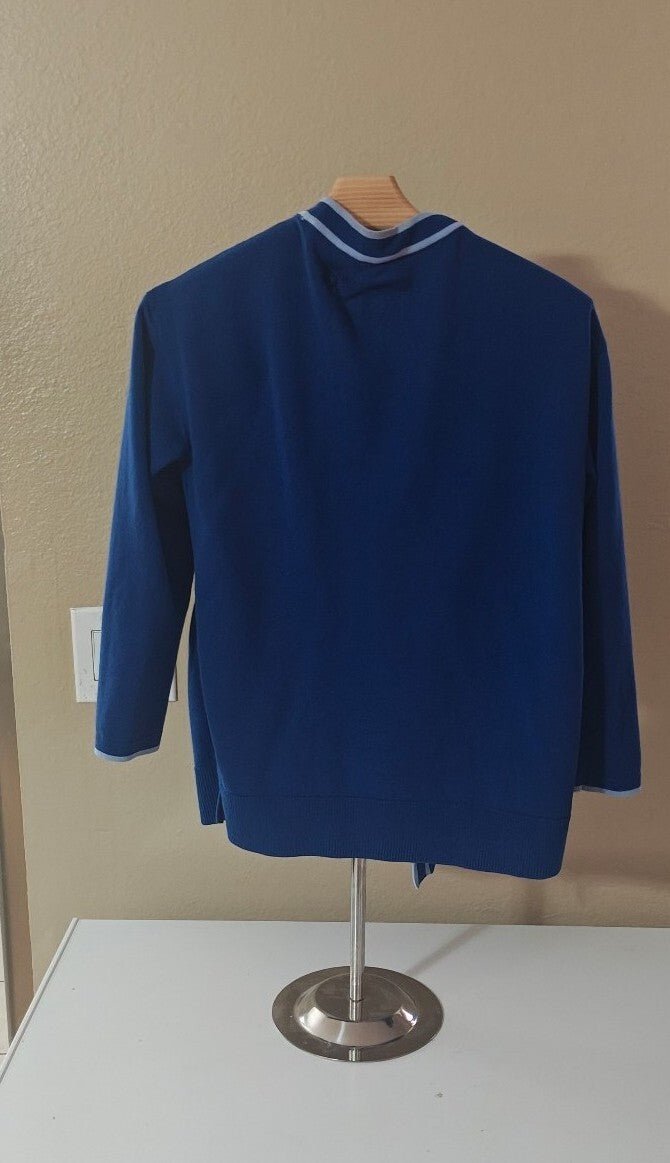 Talbots Blue V-Neck Button Up Cardigan Sweater - Trinketmania-LV