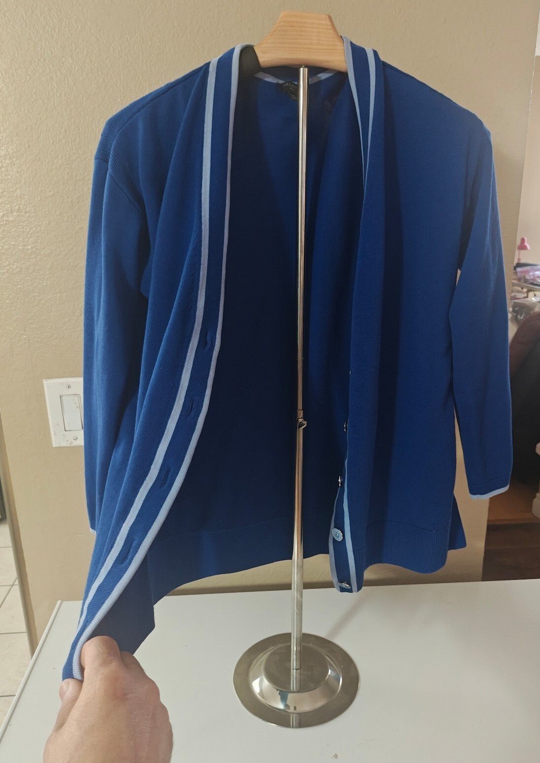 Talbots Blue V-Neck Button Up Cardigan Sweater - Trinketmania-LV