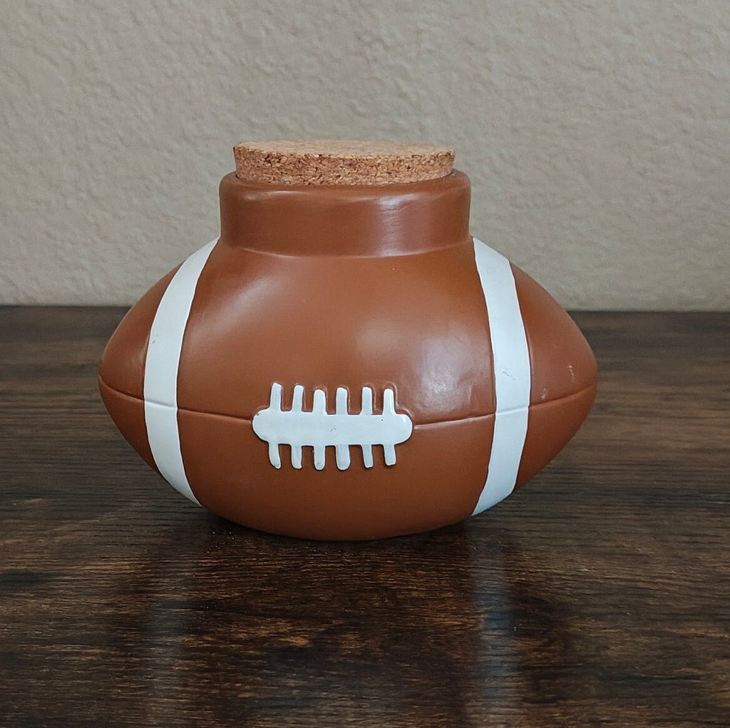 Vintage Ceramic Football Shaped Brown & White Jar/Money Jar - Trinketmania-LV