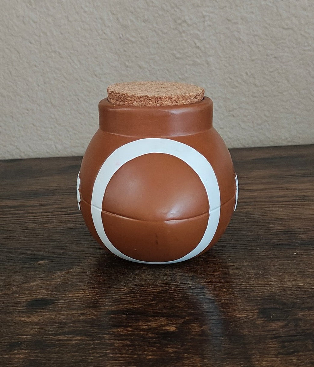 Vintage Ceramic Football Shaped Brown & White Jar/Money Jar - Trinketmania-LV
