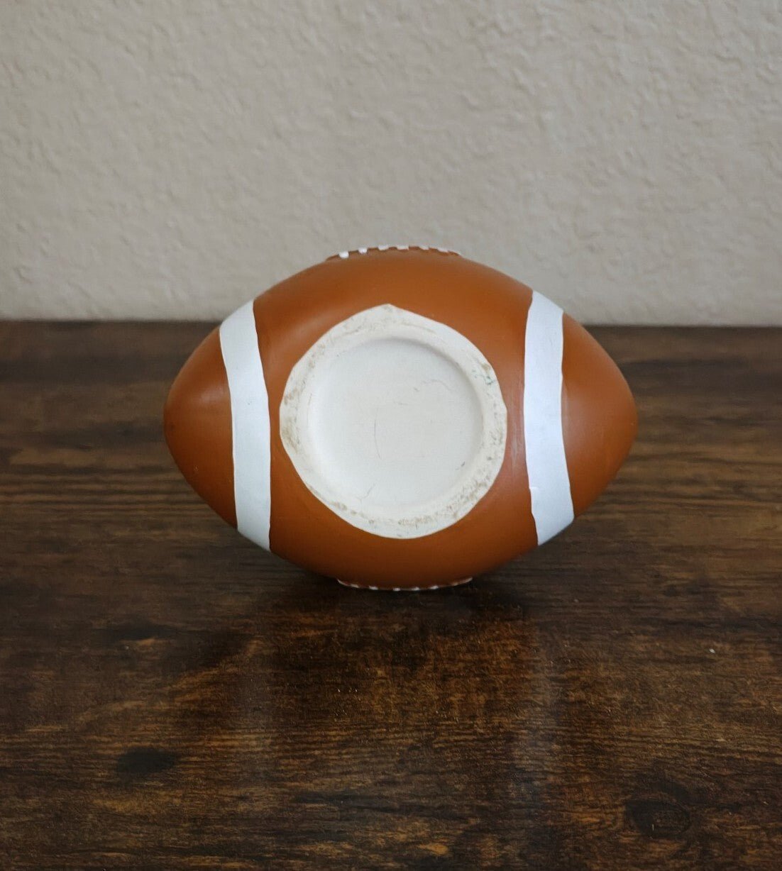 Vintage Ceramic Football Shaped Brown & White Jar/Money Jar - Trinketmania-LV