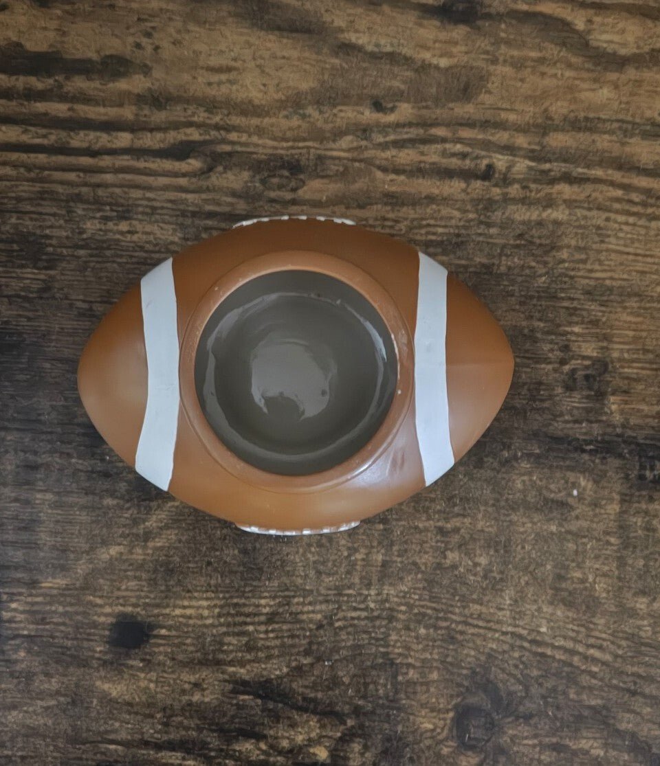 Vintage Ceramic Football Shaped Brown & White Jar/Money Jar - Trinketmania-LV